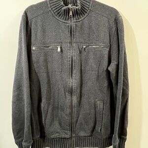 C.K. Men's Gray Full Zip Sweater size L with pockets